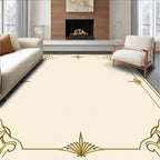 Elegant Gold Floral Corner Frame Rug