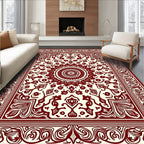 Ornate Red Mandala Patterned Rug