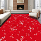 White Pine Sprig And Star Red Rug