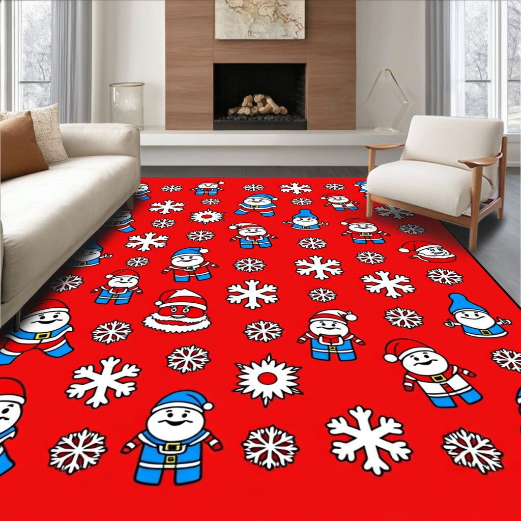Christmas Santa Claus Snowflakes Repeat Rug