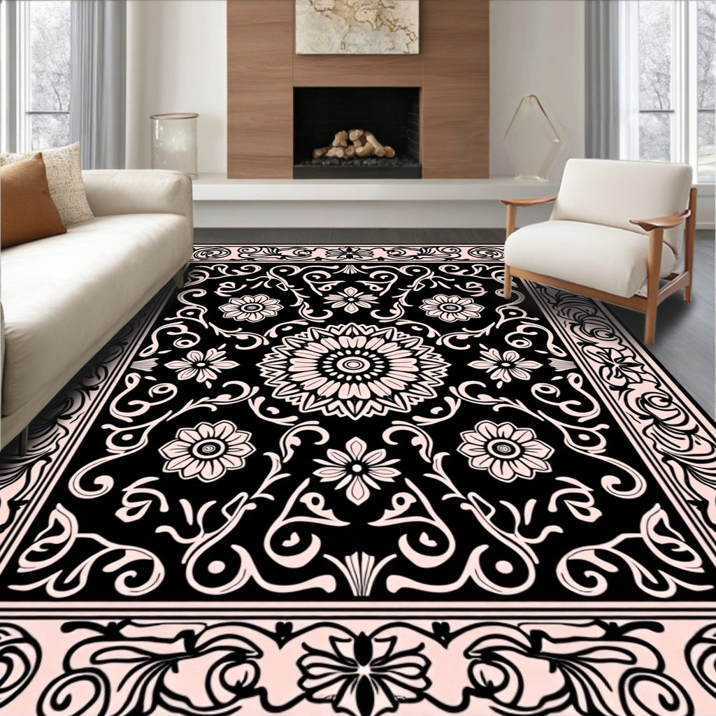 Classic Floral Vine Mandala Pattern Rug