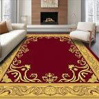 Ornate Golden Floral Frame Design Rug