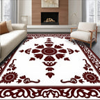 Crimson Floral Medallion Border Pattern Rug