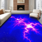 Electric Blue Cosmic Lightning Burst Rug