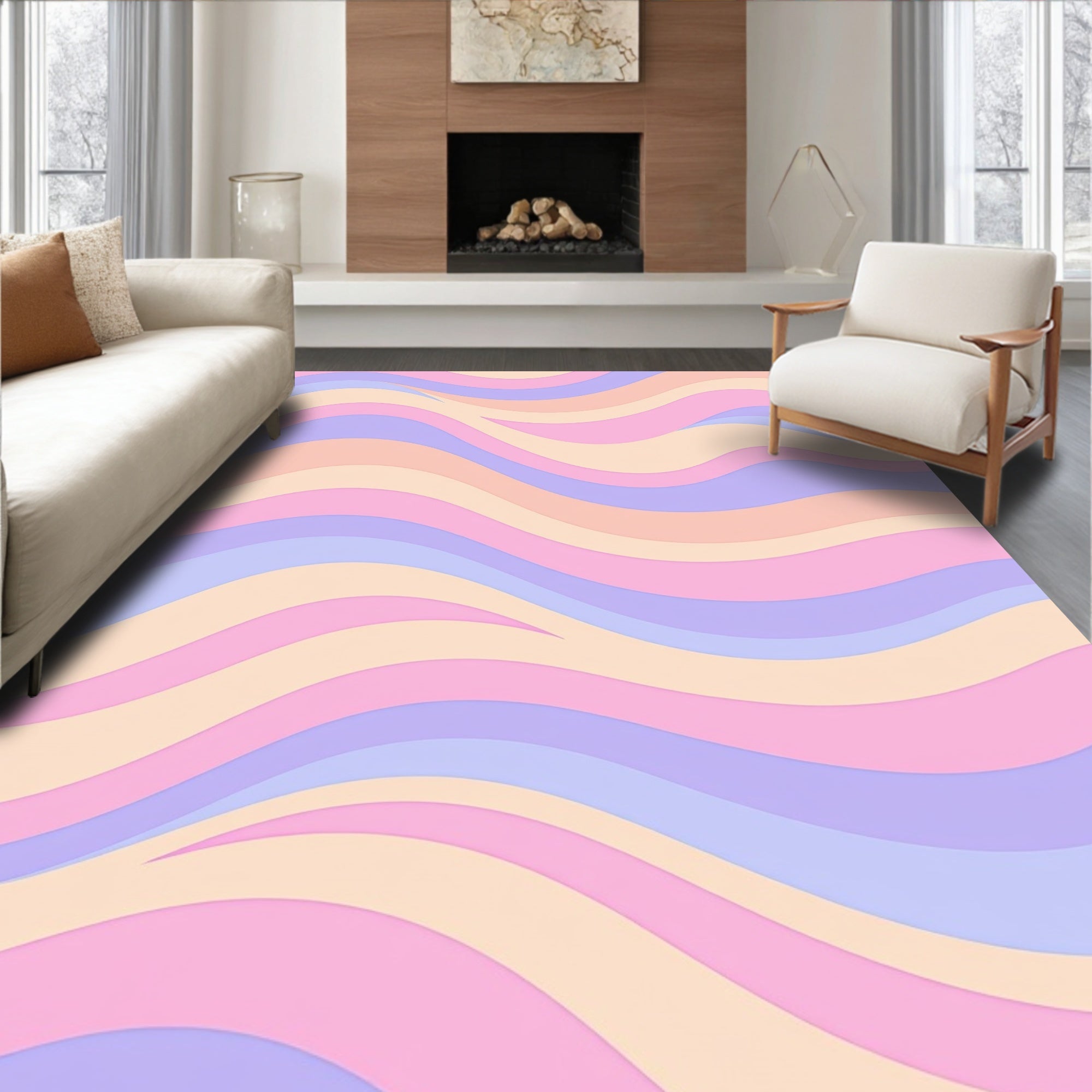 Pastel Wavy Stripe Pattern Rug