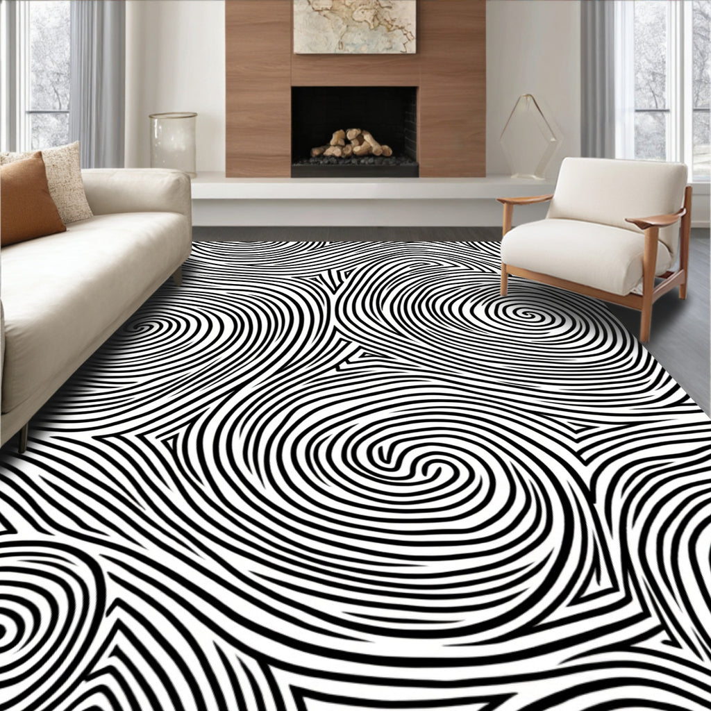 Bold Swirling Lines Pattern Rug