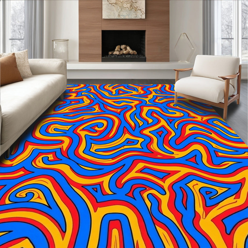Vibrant Abstract Line Art Rug