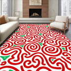 Red Green Swirl Pattern Rug