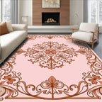 Ornate Flourish Scrollwork Floral Pattern Rug