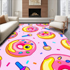 Whimsical Pink Donut Pattern Rug