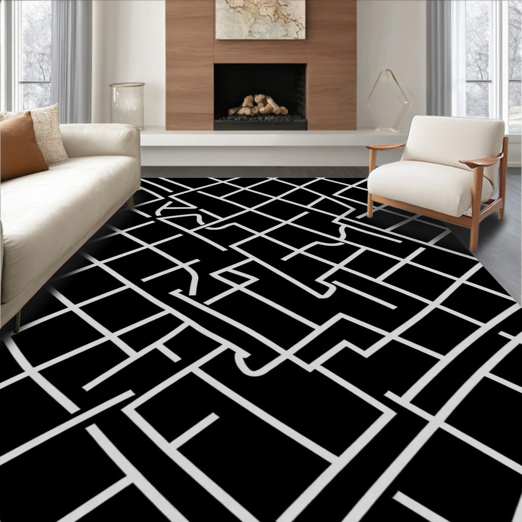 Abstract Geometric Linework Design Rug