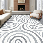 Swirling Gray Curve Pattern Rug