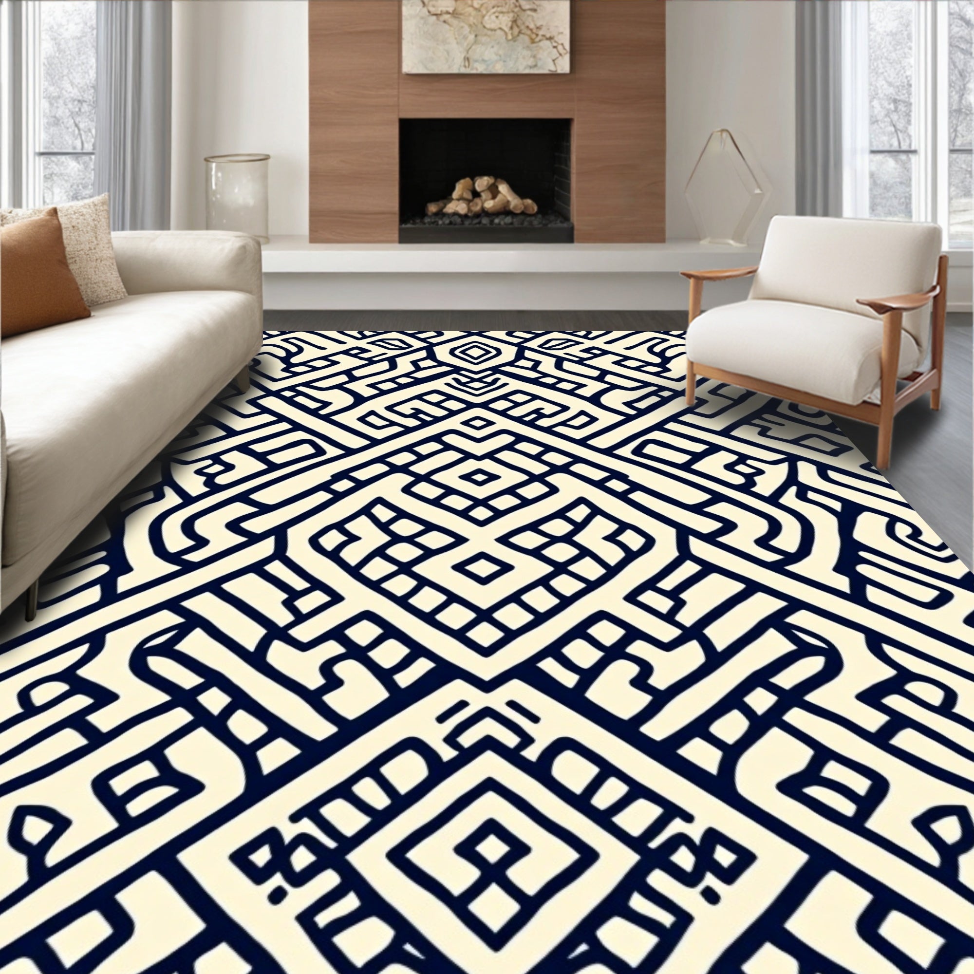 Tribal Maze Pattern Design Rug