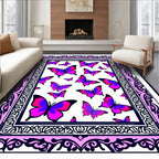 Vibrant Butterfly Garden Border Rug