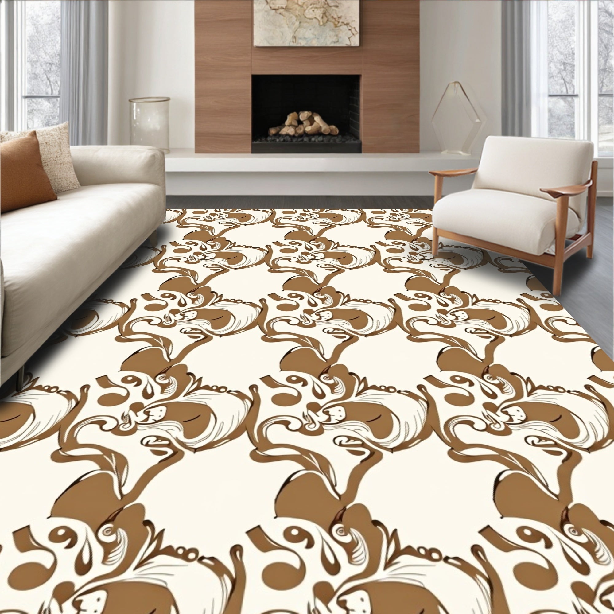 Brown Sketchy Organic Swirls Rug