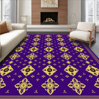Royal Purple With Gold Floral Pattern Rug
