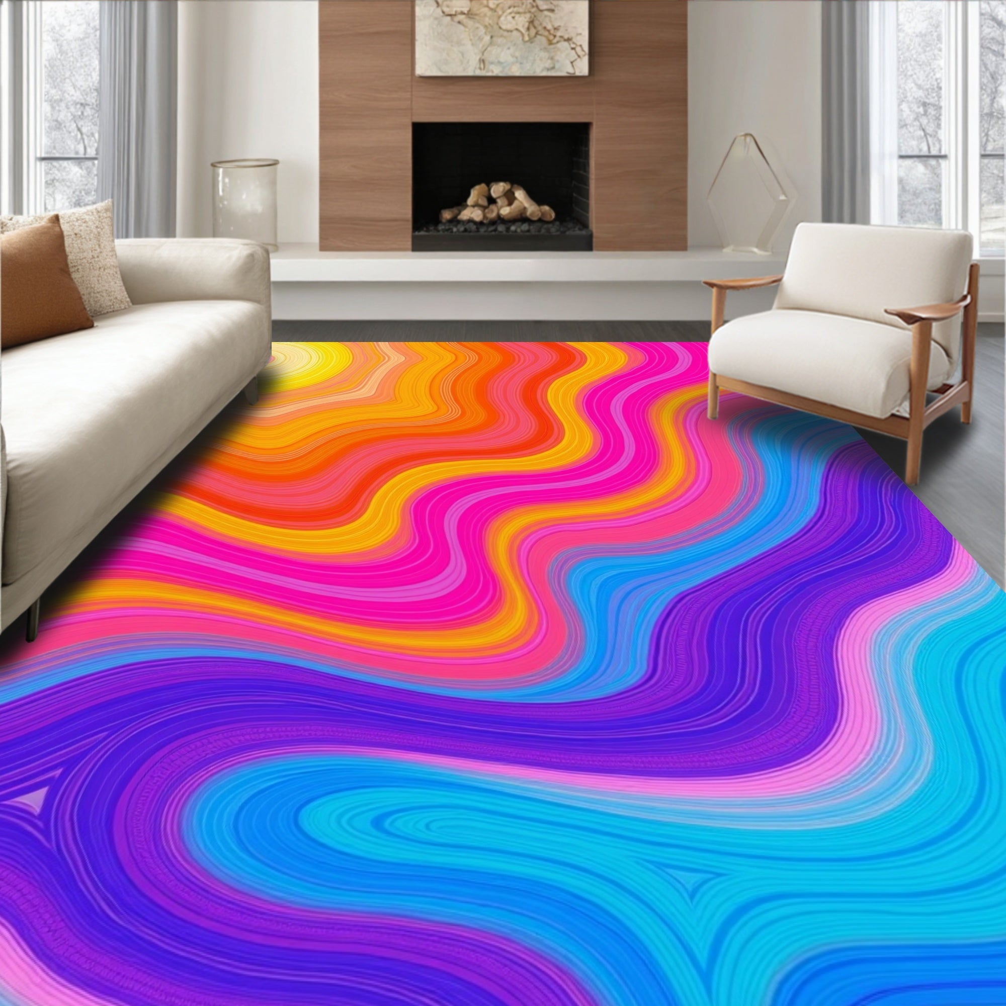 Vibrant Abstract Swirl Pattern Design Rug