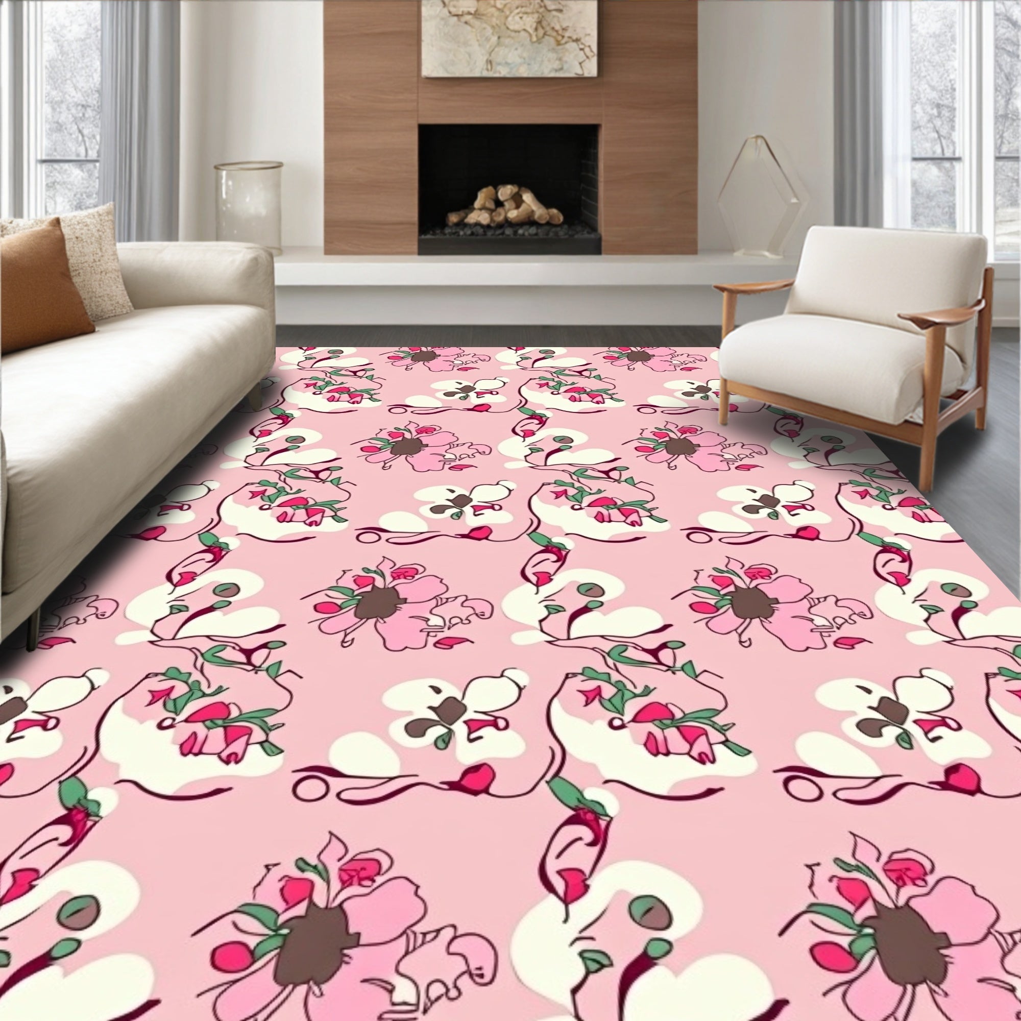 Whimsical Floral Pattern Rug