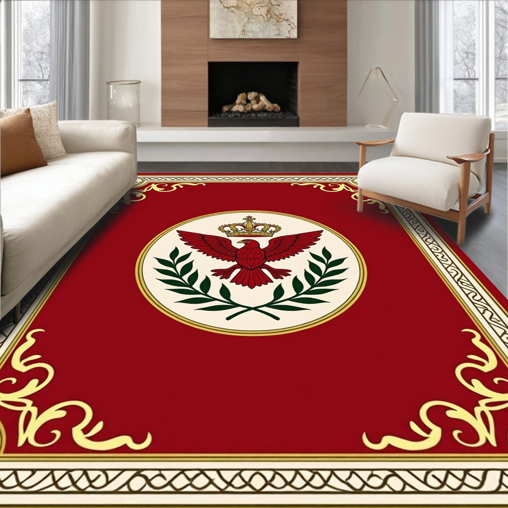 Regal Red Eagle Laurel Crown Rug