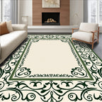 Green Scrollwork Elegant Ornate Rug