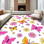 Retro Butterflies Flowers Pattern Rug