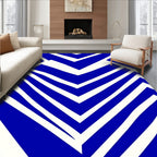 Bold Blue White Angle Pattern Rug