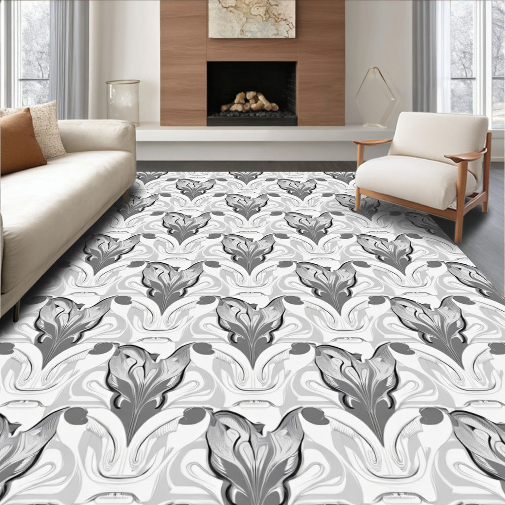 Art Nouveau Floral Swirl Pattern Rug