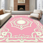 Ornate Pink Floral Geometric Rug
