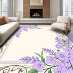 Lavender Floral With Ornate Border Rug