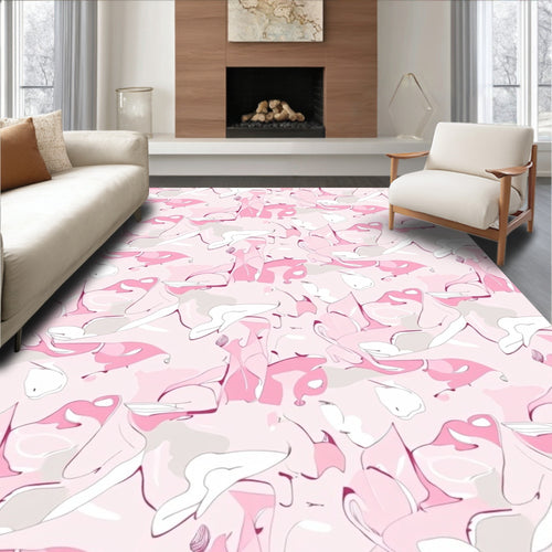 Abstract Pink Whimsical Flow Rug
