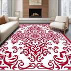 Classic Red Floral Damask Pattern Rug