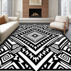 Bold Black and White Geometric Pattern Rug