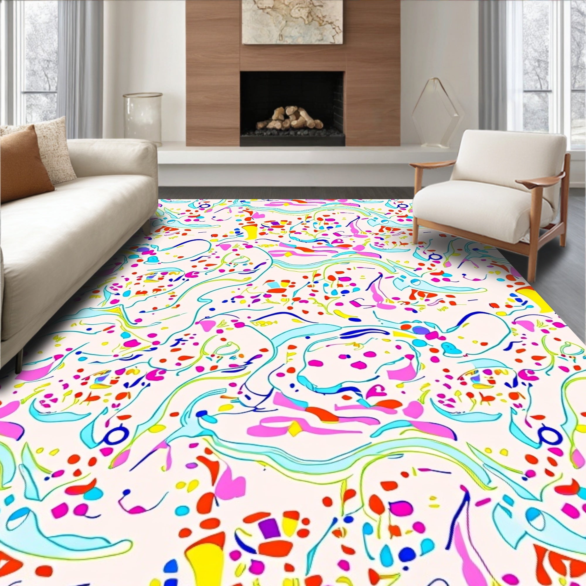 Playful Abstract Swirls Pattern Rug