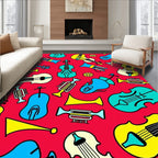 Colorful Musical Instruments Pattern Design Rug
