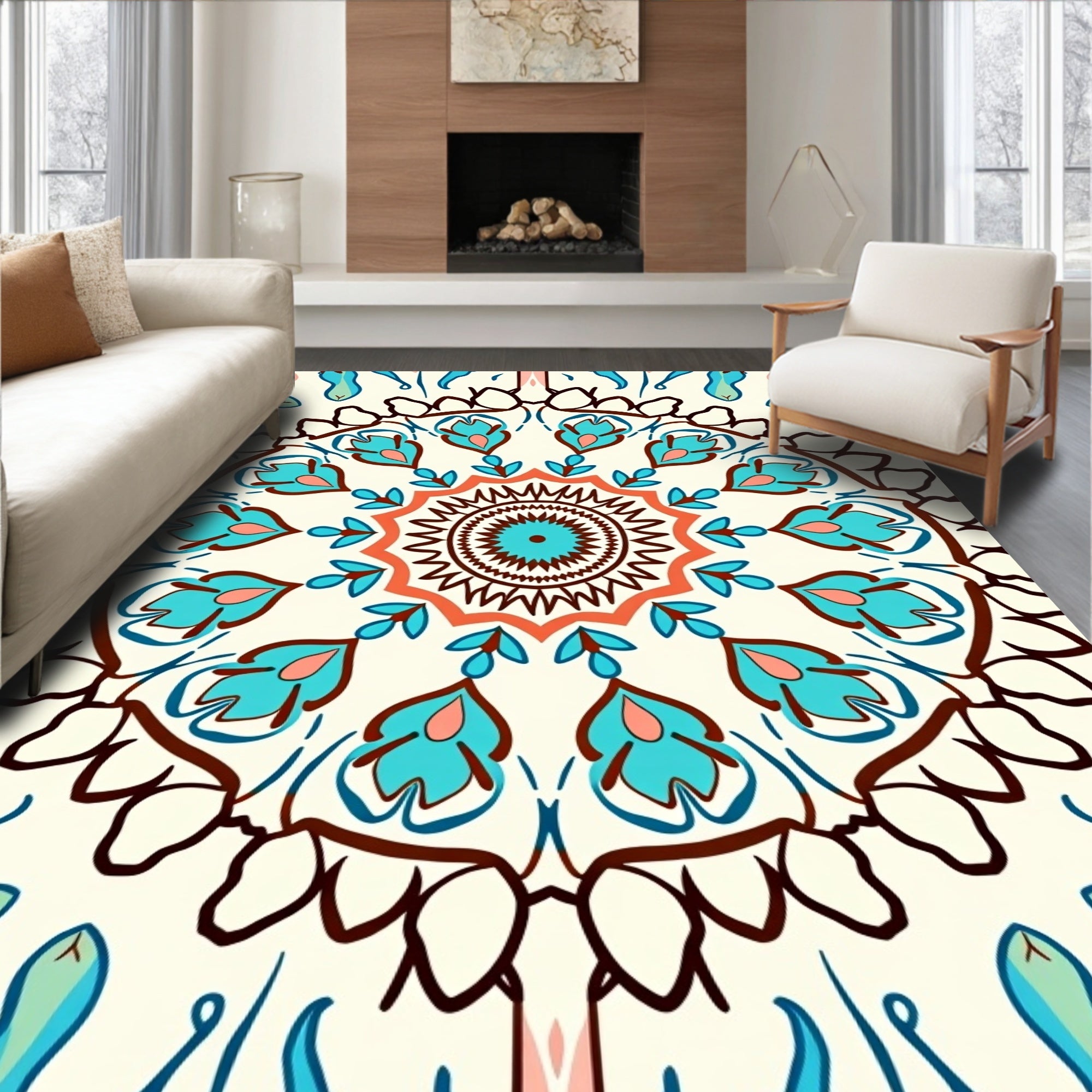 Vibrant Mandala Floral Pattern Rug