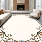 Ornate Golden Teal Floral Frame Rug