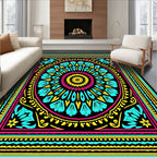 Vibrant Floral Mandala Style Pattern Rug
