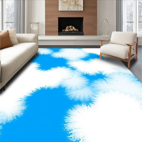 Abstract Blue White Powdered Design Rug