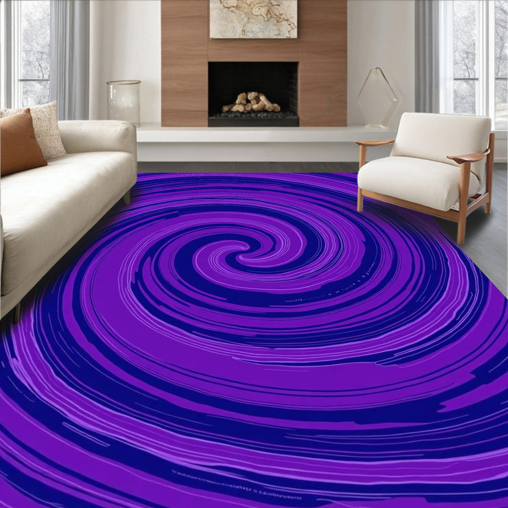 Deep Purple Swirl Pattern Rug