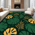 Emerald Yellow Tropical Leaf Pattern Rug