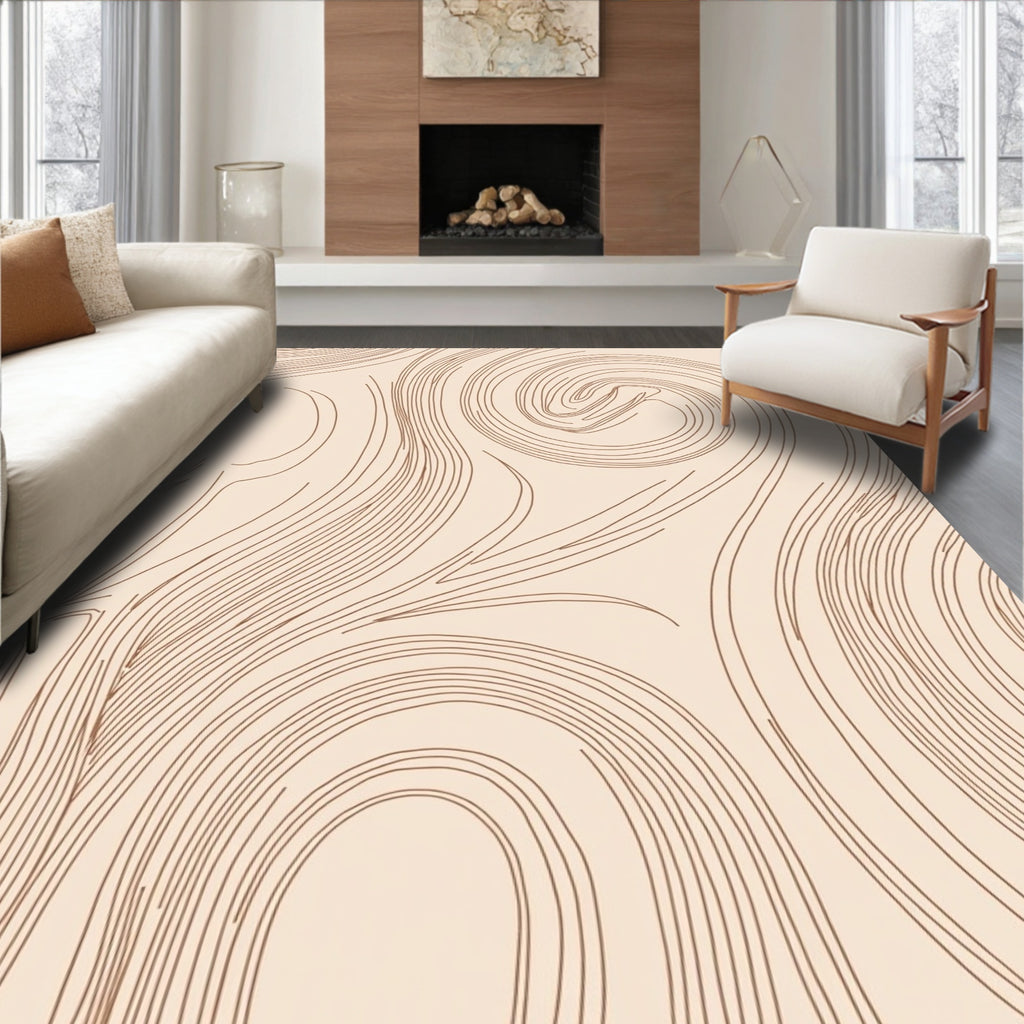 Rustic Wood Grain Swirl Pattern Rug