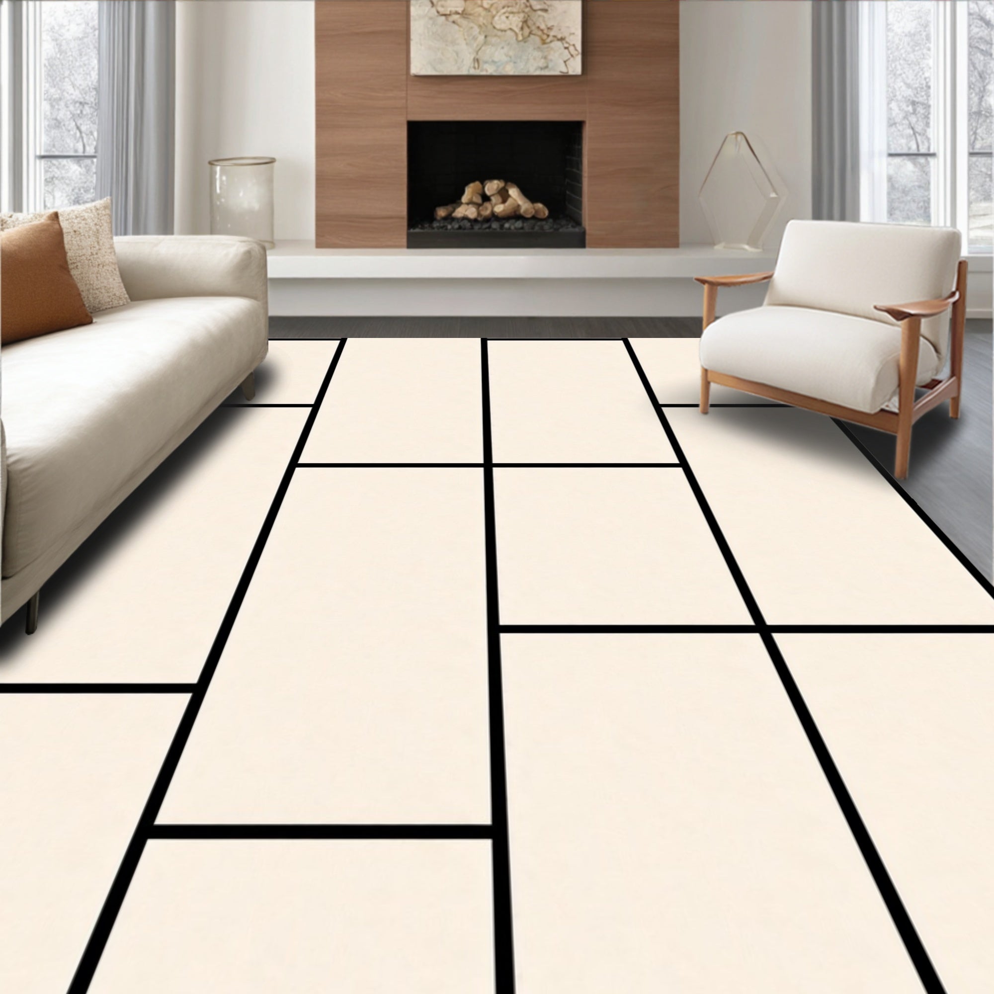 Geometric Abstract Panel Design Rug