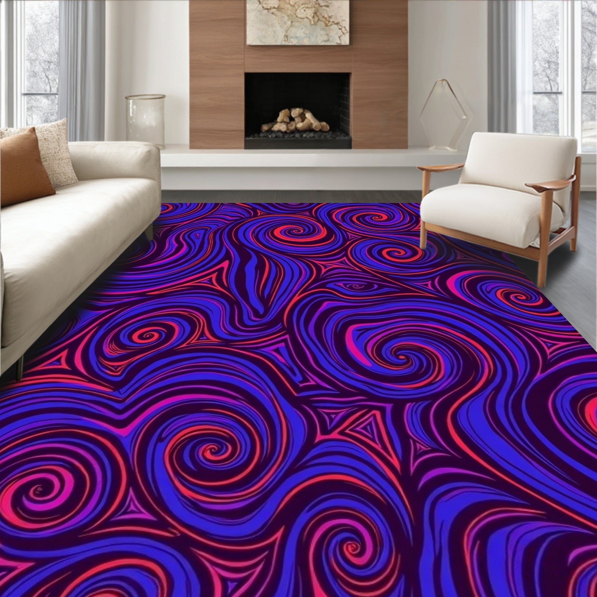 Vibrant Swirls Triangles Pattern Rug