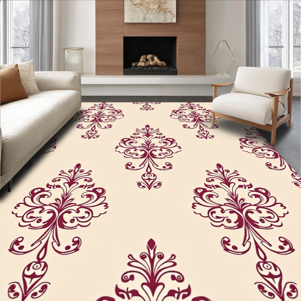 Damask Floral Pattern Design Rug