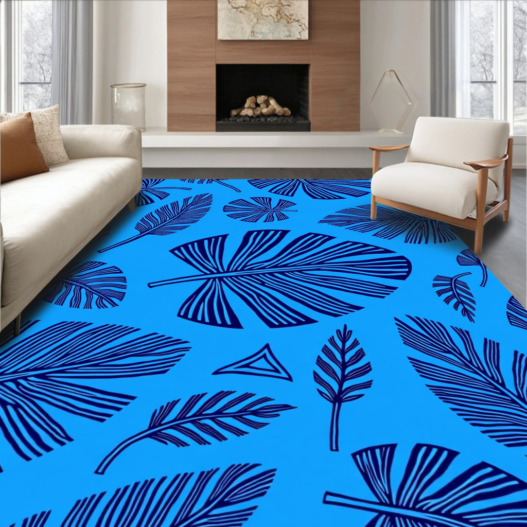 Bold Tropical Leaves Pattern Rug