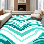 Aqua Flowing Zigzag Pattern Rug
