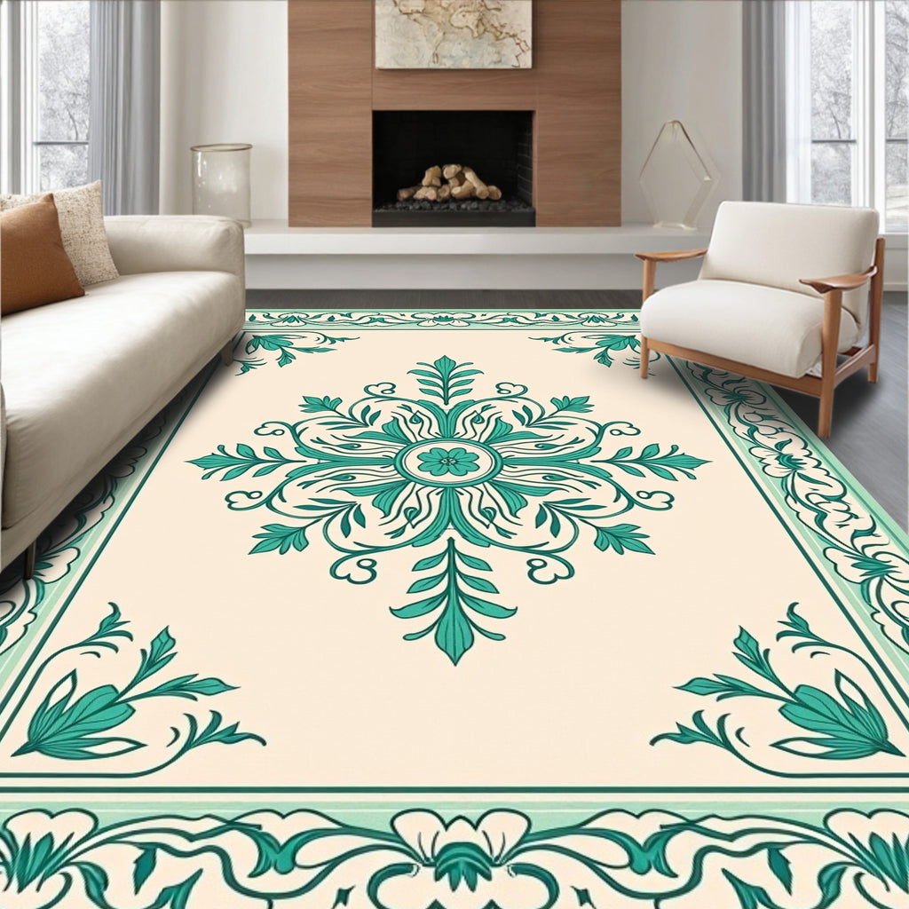 Classic Floral Scrollwork Cream Rug