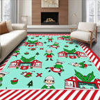 Festive Elf Holiday Scene Rug