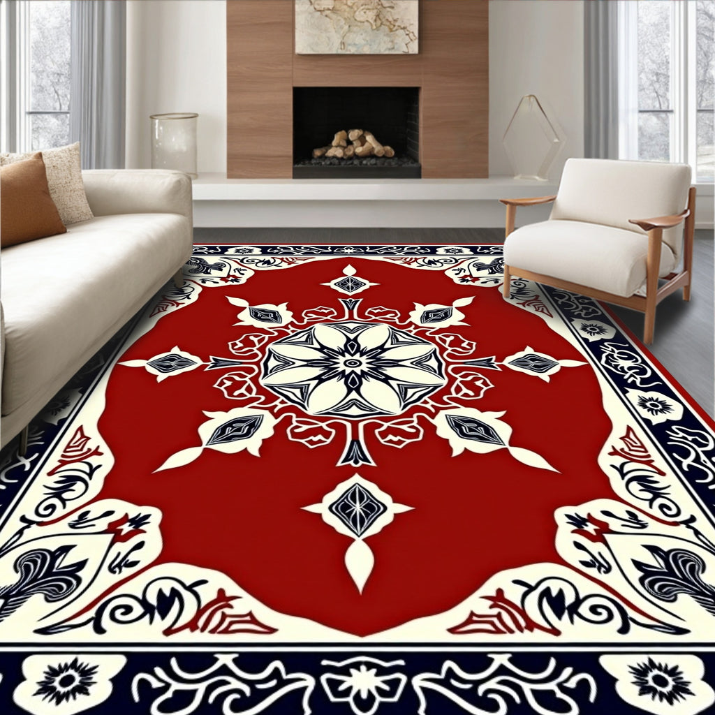 Ornate Floral Mandala Pattern Rug