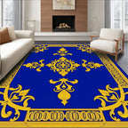 Royal Blue Gold Classic Floral Rug
